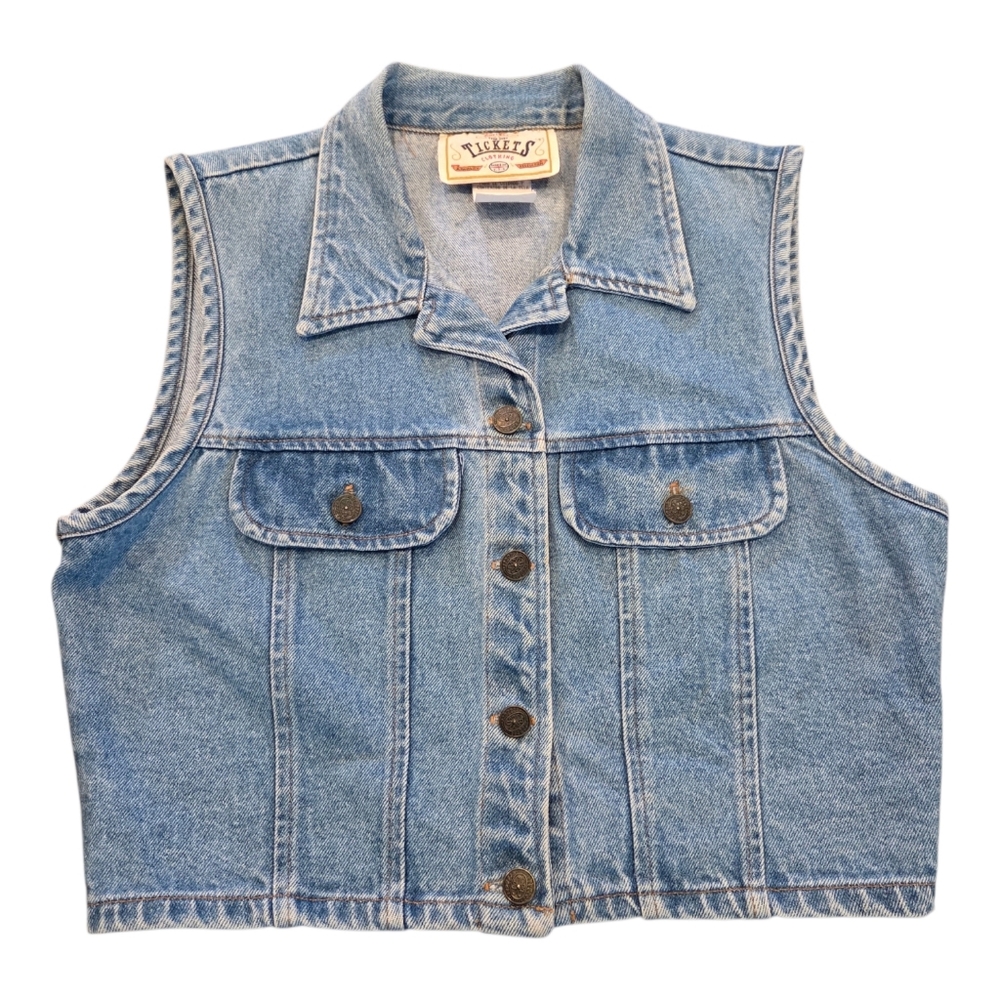 Vintage,Tickets Clothing, Denium Button Up Vest, Size 5/6, Cute Detail